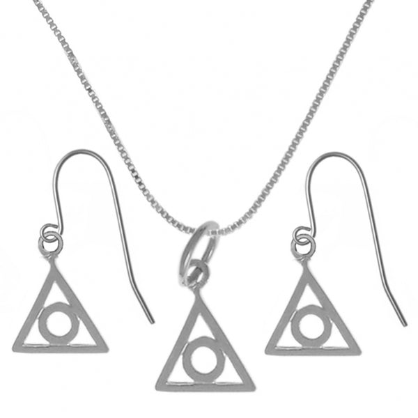 Set of Alanon Symbol Pendant with Light Box Chain and Earrings, Chain Available in 3 Different Lengths