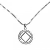 Set of Narcotics Anonymous NA Symbol #26Narcotics Anonymous NA CZ Pendant with #212 Medium Box Chain, $40-$46, Chain Available in 3 Different Lengths
