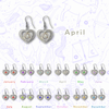 Sterling Silver Earrings, Alcoholics Anonymous AA Symbol Heart, Available in 12 Different 5mm Cubic Zirconia Triangle Birthstones