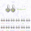 Sterling Silver Earrings, Alcoholics Anonymous AA Symbol Heart, Available in 12 Different 5mm Cubic Zirconia Triangle Birthstones
