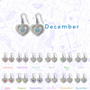 Sterling Silver Earrings, Alcoholics Anonymous AA Symbol Heart, Available in 12 Different 5mm Cubic Zirconia Triangle Birthstones
