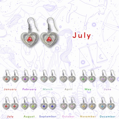 Sterling Silver Earrings, Alcoholics Anonymous AA Symbol Heart, Available in 12 Different 5mm Cubic Zirconia Triangle Birthstones