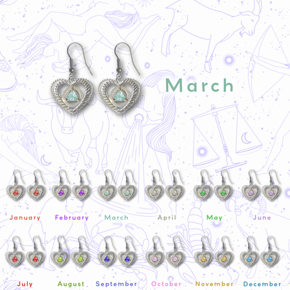 Sterling Silver Earrings, Alcoholics Anonymous AA Symbol Heart, Available in 12 Different 5mm Cubic Zirconia Triangle Birthstones