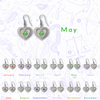 Sterling Silver Earrings, Alcoholics Anonymous AA Symbol Heart, Available in 12 Different 5mm Cubic Zirconia Triangle Birthstones