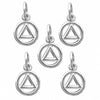 Sterling Silver Pendants Set of 5 Small Alcoholics Anonymous AA Symbol #49