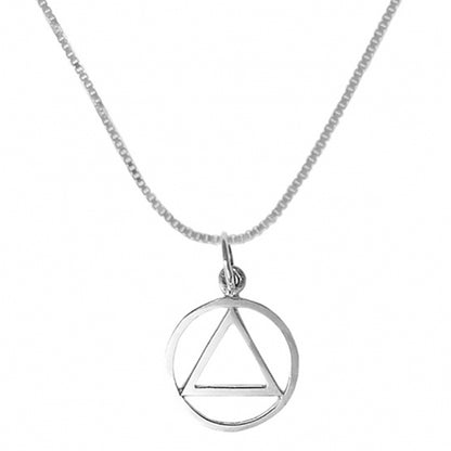 Set of Alcoholics Anonymous AA Symbol #867 Pendant with #213 Light Box Chain, Sterling, Chain Available in 3 Different Lengths