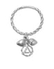 Sterling Silver Dangle Ring, Twist Wire Style with a small Alcoholics Anonymous AA Circle Triangle Charm and 2 Hearts