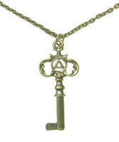 Set of Brass Alcoholics Anonymous AA Key Pendant #1023 with Brass Chain, $13.50-$15.00, Chain Available in 3 Different Lengths
