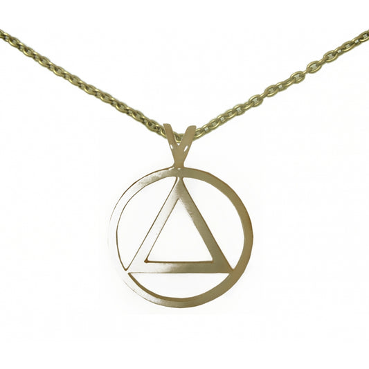 Set of Brass Alcoholics Anonymous AA Symbol #06 Pendant with Brass Chain, $14.50-$16.00, Chain Available in 3 Different Lengths
