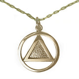 Set of Brass Alcoholics Anonymous AA Symbol #09 Pendant with Brass Chain, $11.50-$12.50, Chain Available in 3 Different Lengths