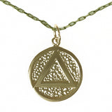 Set of Brass Alcoholics Anonymous AA Symbol #16 Pendant with Brass Chain, $11.50-$12.50, Chain Available in 3 Different Lengths