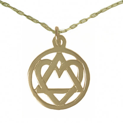 Set of Brass Alcoholics Anonymous AA Symbol #19 Pendant with Brass Chain, $11-$12, Chain Available in 3 Different Lengths