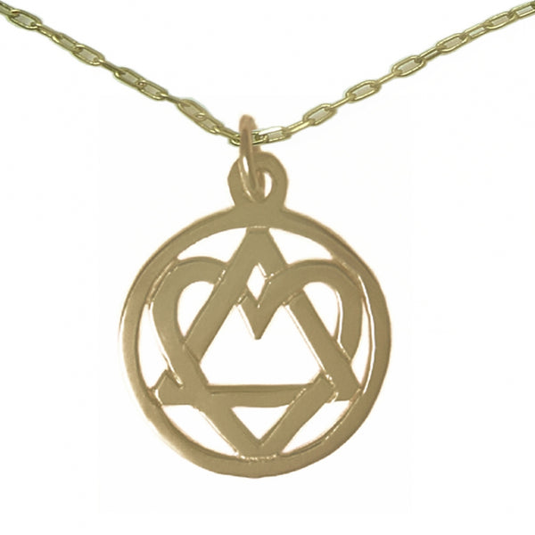 Set of Brass Alcoholics Anonymous AA Symbol #19 Pendant with Brass Chain, $11-$12, Chain Available in 3 Different Lengths