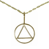 Set of Brass Alcoholics Anonymous AA Symbol #387 Pendant with Brass Chain, $11.50-$12.50, Chain Available in 3 Different Lengths