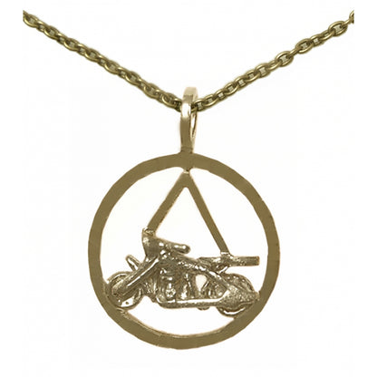 Set of Brass Alcoholics Anonymous AA Symbol #832 Pendant with Brass Chain, $14.50-$16.00, Chain Available in 3 Different Lengths