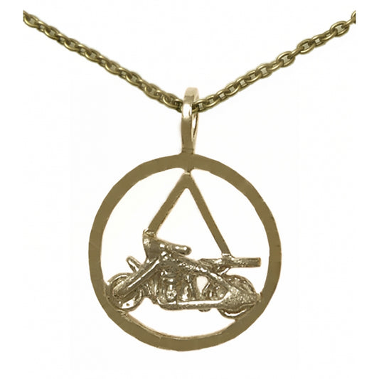 Set of Brass Alcoholics Anonymous AA Symbol #832 Pendant with Brass Chain, $14.50-$16.00, Chain Available in 3 Different Lengths