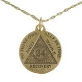 Set of Brass 24 Hour Mini Recovery Medallion #892 with Brass Chain, $11-$12, Chain Available in 3 Different Lengths
