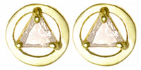 14k Gold Birthstones Earrings, Available in 12 Different 5mm Triangle Colored CZ