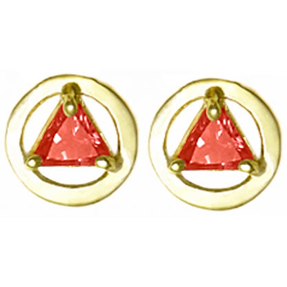 14k Gold Birthstones Earrings, Available in 12 Different 5mm Triangle Colored CZ