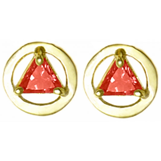14k Gold Birthstones Earrings, Available in 12 Different 5mm Triangle Colored CZ
