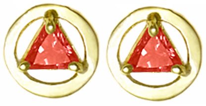 14k Gold Birthstones Earrings, Available in 12 Different 5mm Triangle Colored CZ