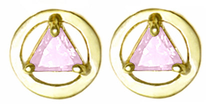 14k Gold Birthstones Earrings, Available in 12 Different 5mm Triangle Colored CZ
