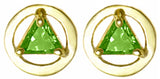 14k Gold Birthstones Earrings, Available in 12 Different 5mm Triangle Colored CZ