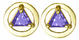 14k Gold Birthstones Earrings, Available in 12 Different 5mm Triangle Colored CZ