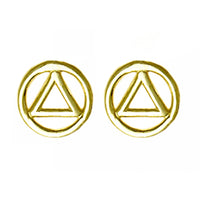 14k Gold Stud Earrings Alcoholics Anonymous AA Symbol Small
