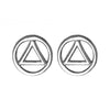 Sterling Silver Stud Earrings Alcoholics Anonymous AA Symbol Small Size