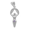 Sterling Silver AA Women in Recovery Birthstone Pendant – 1.7g, Hand-Finished, All 12 CZ Colors