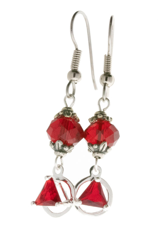 Alcoholics Anonymous Sterling Silver 5mm CZ Triangle Alcoholics Anonymous Beaded Earrings # 12SGBE4