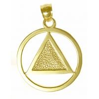 14k Gold, Textured Triangle Pendant, Large Size
