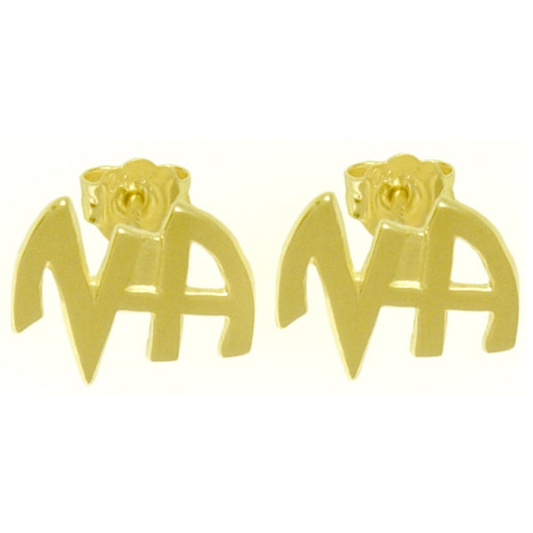 14k Gold Stud Earrings Narcotics Anonymous Small "NA " Initials