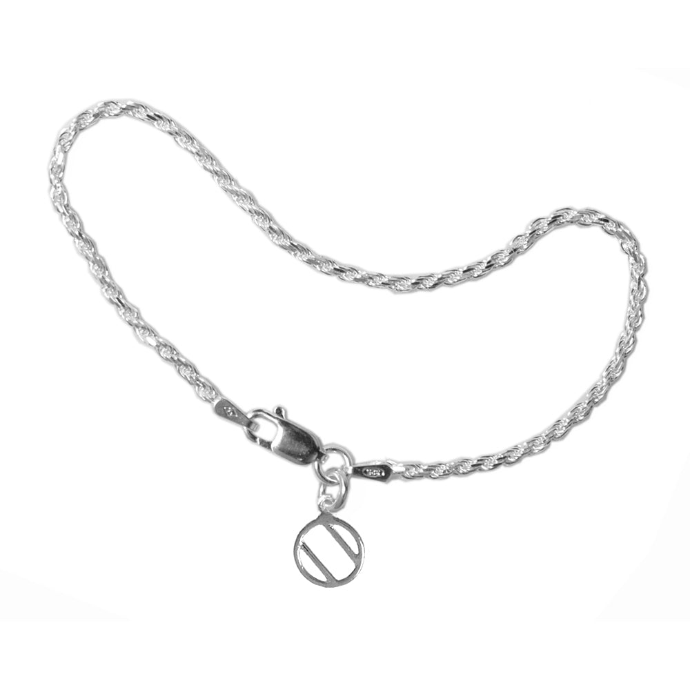7" or 8" Small Rope Style Bracelet, Sterling, Your Choice of 5 Different Anonymous Charms