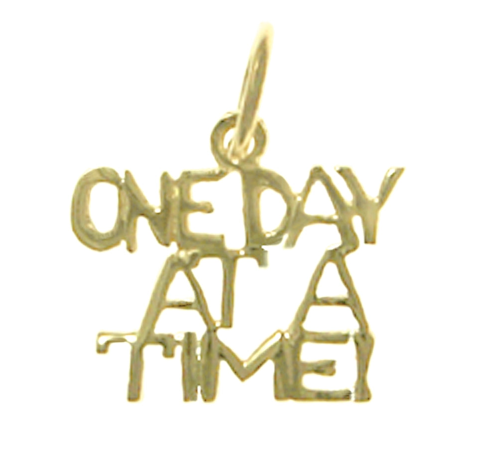 14k Gold, Sayings Pendant, "One Day At A Time"