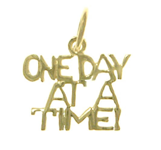 14k Gold, Sayings Pendant, "One Day At A Time"