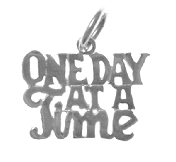 Sterling Silver, Sayings Pendant, "One Day At A Time"