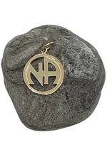 14k Gold Pendant, Narcotics Anonymous NA Initials