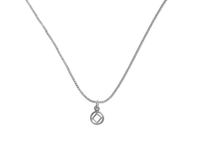 Set of Small Narcotics Anonymous NA Symbol #760 Pendant with #213 Light Box Chain, Sterling, Chain Available in 3 Different Lengths