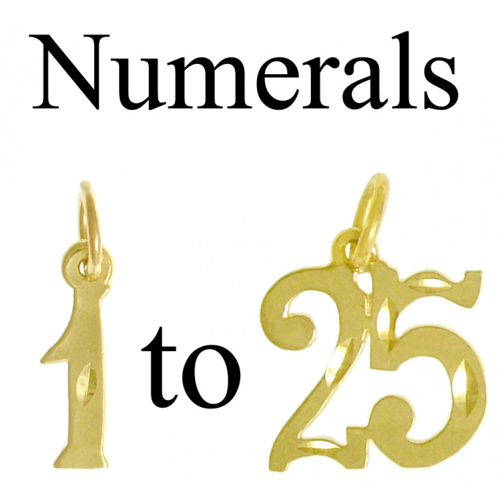 14k Gold Pendant, Numerals for Celebrating All Occasions; Anniversary, Birthdays