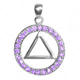 Alcoholics Anonymous (AA) Symbol in a Circle of Crystals Pendant