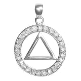 Alcoholics Anonymous (AA) Symbol in a Circle of Crystals Pendant