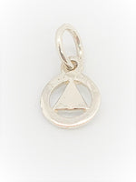 Sterling Silver Pendant Circle with Solid Triangle, Very Small