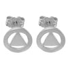Sterling Silver Stud Earrings, Alcoholics Anonymous AA, Circle with Solid Triangle