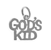 Sterling Silver, Sayings Pendant, "GOD'S KID"