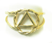 14k Gold Ring, Alcoholics Anonymous AA Symbol, Twist Wire Circle