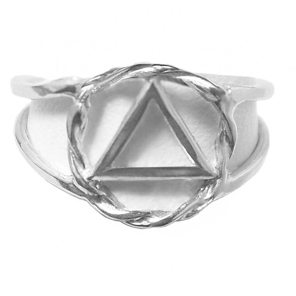 Sterling Silver Ring, Alcoholics Anonymous AA Symbol, Twist Wire Circl ...