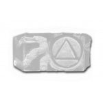 Sterling Silver Ring Rectangular Ravine Textured Style Men's Alcoholics Anonymous AA Symbol