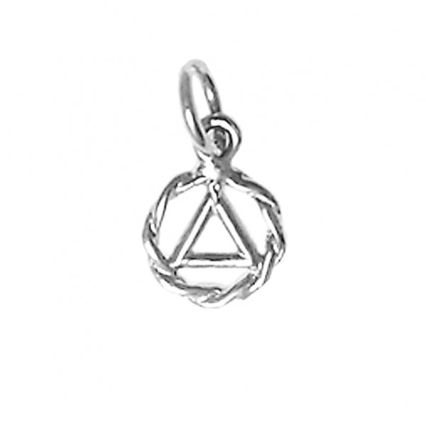 Alcoholics Anonymous AA Symbol Twist Wire Style Pendant Very Small